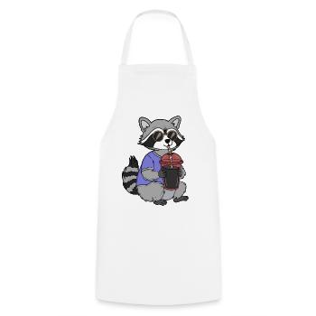Chilled Raccoon with Sunglasses - Cooking Apron - white - Front - AI Model Male 185 dark (185cm)