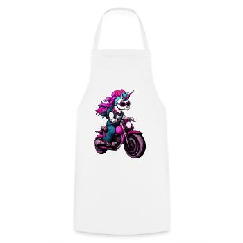 Licornes moto - Tablier de cuisine - blanc - Devant - AI Model Male 185 dark (185cm)
