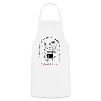 Citations romantiques drôles de café pour la Saint-Valentin rétro - Tablier de cuisine - blanc - Devant - AI Model Male 185 dark (185cm)