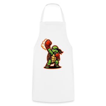 Boxing Turtle Fighter Power Punch Maskottchen - Kochschürze - Weiß - Vorne - AI Model Male 185 dark (185cm)