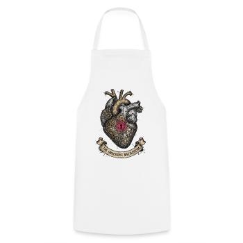 Cœur Steampunk avec Gears Dark Academia - Tablier de cuisine - blanc - Devant - AI Model Male 185 dark (185cm)