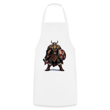 Viking Krieger mit Schild und Axt - Kochschürze - Weiß - Vorne - AI Model Male 185 dark (185cm)