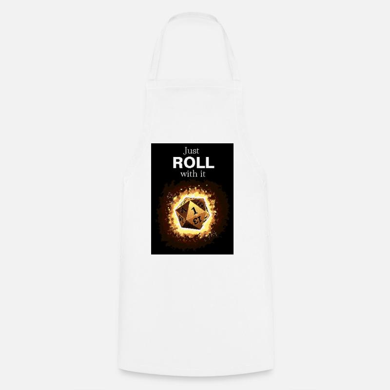 Faites avec les dés rétro d20 dorés - Tablier de cuisine - blanc