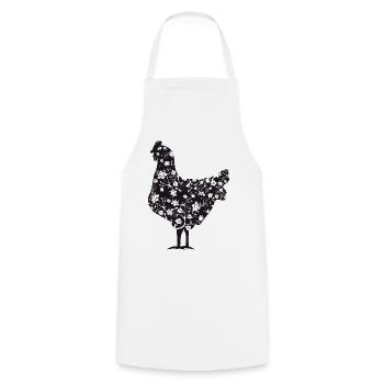 Fans de poulet - Coq - Coq - Poulet fleur - Bio - Tablier de cuisine - blanc - Devant - AI Model Male 185 dark (185cm)