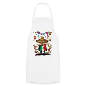 Fierté du Mexique & Maison Drapeau du Mexique - Tablier de cuisine - blanc - Devant - AI Model Male 185 dark (185cm)