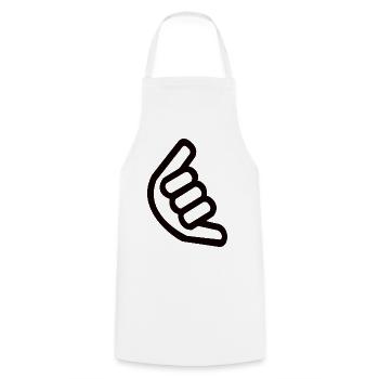 Signe de la main Shaka – Signe de surfeur - Tablier de cuisine - blanc - Devant - AI Model Male 185 dark (185cm)