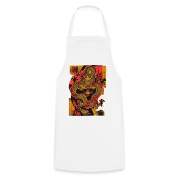 Chinese Dragon Art - Cooking Apron - white - Front - AI Model Male 185 dark (185cm)