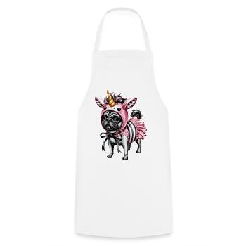 Pugicorn Costume Illustration Unicorn Pug - Cooking Apron - white - Front - AI Model Male 185 dark (185cm)