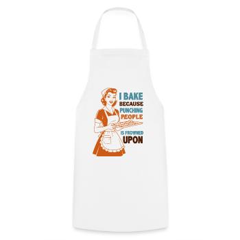 Dicton rétro de cuisine de Backenwitz : Cuisiner au lieu de battre - Tablier de cuisine - blanc - Devant - AI Model Male 185 dark (185cm)