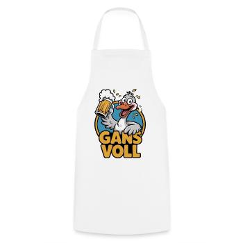 Gans Voll Cartoon-Ente mit Bierkrug - Kochschürze - Weiß - Vorne - AI Model Male 185 dark (185cm)