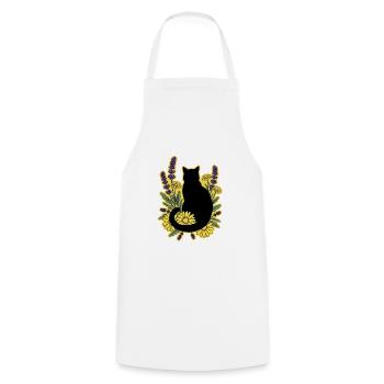 gatto_nero_tra_margherite_e_lavanda - Cooking Apron - white - Front - AI Model Male 185 dark (185cm)