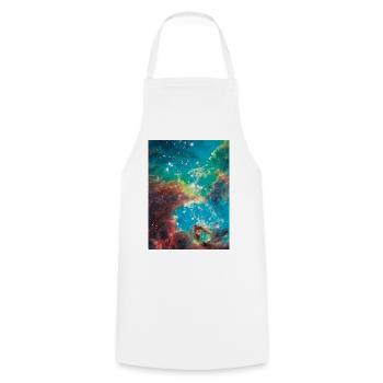 Cosmic Nebula Color Explosion - Cooking Apron - white - Front - AI Model Male 185 dark (185cm)