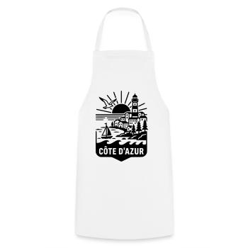 Côte d'Azur Silhouette Meer & Leuchtturm - Kochschürze - Weiß - Vorne - AI Model Male 185 dark (185cm)