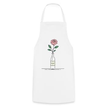 Rosé Rose in Weinflasche - Kochschürze - Weiß - Vorne - AI Model Male 185 dark (185cm)