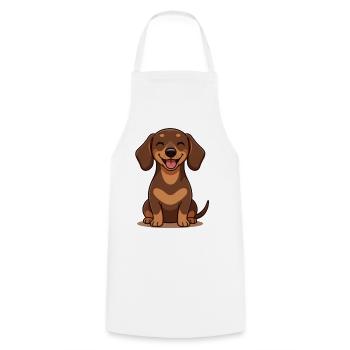 Chemise sourire en dessin animé Teckel mignon - Tablier de cuisine - blanc - Devant - AI Model Male 185 dark (185cm)