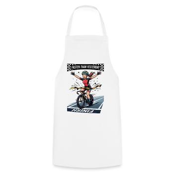 Faster Than Yesterday Anime Track Cyclist - Cooking Apron - white - Front - AI Model Male 185 dark (185cm)