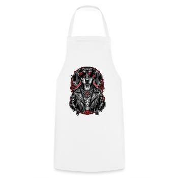 Rock Dackel Tattoo Style – Bold Streetwear - Kochschürze - Weiß - Vorne - AI Model Male 185 dark (185cm)