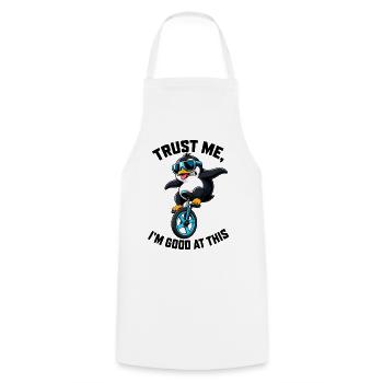 Cooler Pinguin auf Einrad lustiger Spruch - Kochschürze - Weiß - Vorne - AI Model Male 185 dark (185cm)