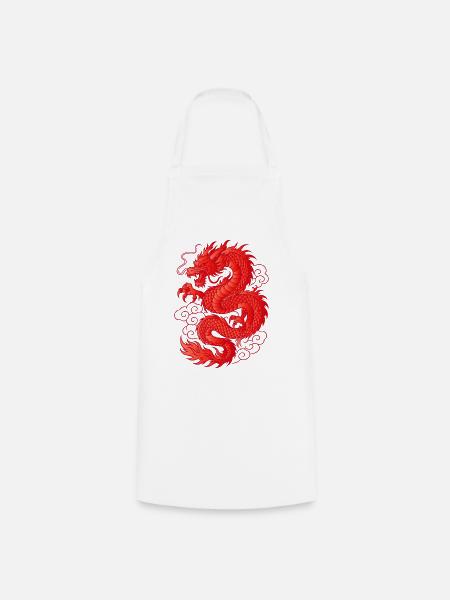 Roter Asiatischer Drache Tattoo Design - Kochschürze - Weiß