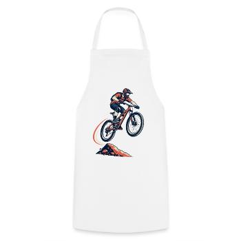 Mountainbike Downhill Sprung Shirt - Kochschürze - Weiß - Vorne - AI Model Male 185 dark (185cm)
