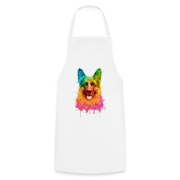 German Shepherd Aquarell Illustration - Kochschürze - Weiß - Vorne - AI Model Male 185 dark (185cm)
