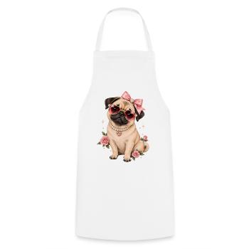 Mops Hund süßer Mops niedlicher Mops - Kochschürze - Weiß - Vorne - AI Model Male 185 dark (185cm)