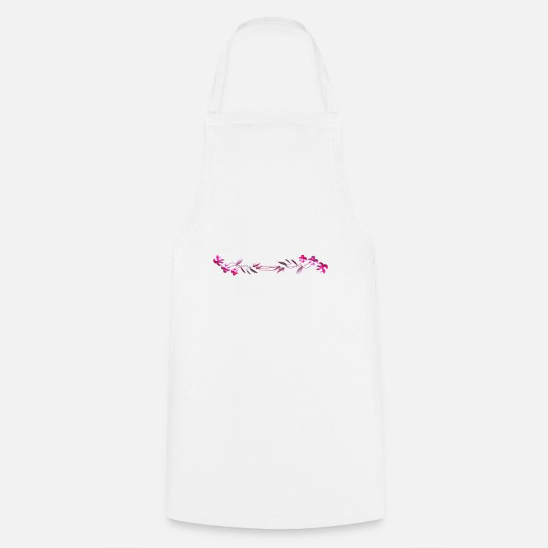 fleurs roses caresser les fleurs - Tablier de cuisine - blanc