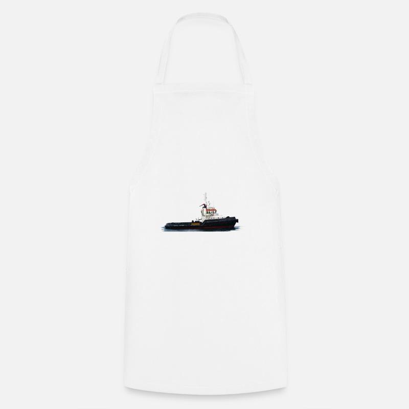 Tugboat with powerful propulsion - Cooking Apron - white