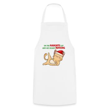 Christmas funny cat Christmas tree cat ugly - Cooking Apron - white - Front - AI Model Male 185 dark (185cm)