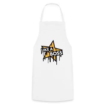 like_a_boss_star - Cooking Apron - white - Front - AI Model Male 185 dark (185cm)