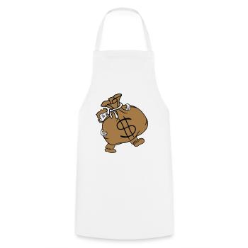 ours lourd dollar symbole signe argent riche gel - Tablier de cuisine - blanc - Devant - AI Model Male 185 dark (185cm)