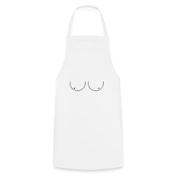 Breasts Tits Nipple Alarm Op - Cooking Apron - white - Front - AI Model Male 185 dark (185cm)