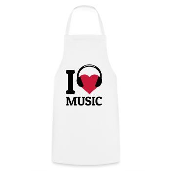 I love Music - Kochschürze - Weiß - Vorne - AI Model Male 185 dark (185cm)
