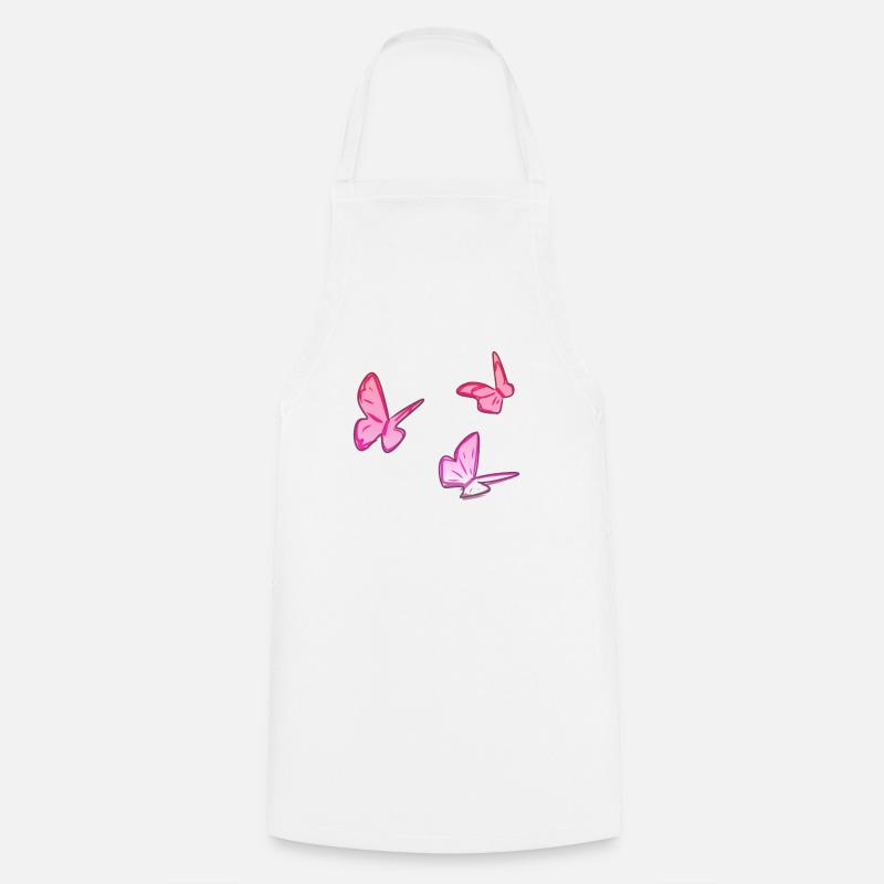 pink butterflies butterfly pink pattern - Cooking Apron - white