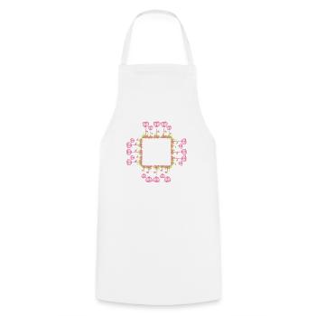 square frame flowers natural square - Cooking Apron - white - Front - AI Model Male 185 dark (185cm)