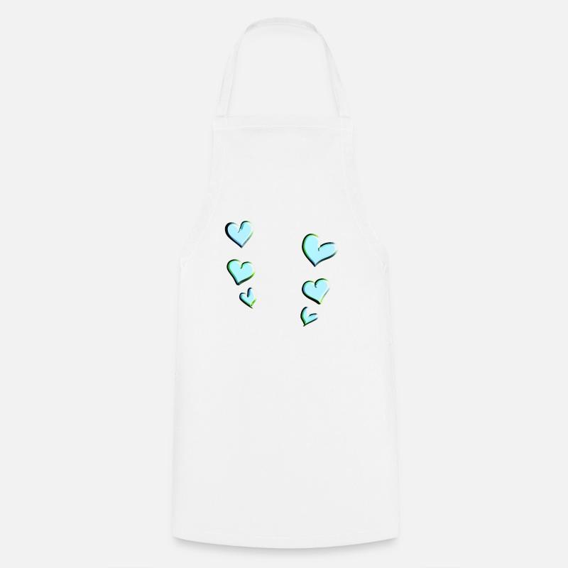 blue hearts pattern love - Cooking Apron - white