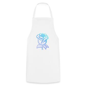 Fleur de rose bleu - Tablier de cuisine - blanc - Devant - AI Model Male 185 dark (185cm)