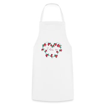 Plantes rouges Fleur de cœur Je t’aime - Tablier de cuisine - blanc - Devant - AI Model Male 185 dark (185cm)
