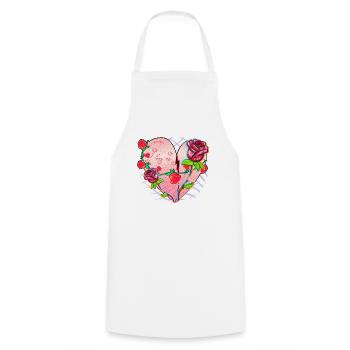 Heart Shape Symbol Pattern Roses Flowers Glitter Red - Cooking Apron - white - Front - AI Model Male 185 dark (185cm)