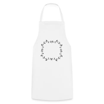 Frame Rose Flower Gray Square Flowers - Cooking Apron - white - Front - AI Model Male 185 dark (185cm)