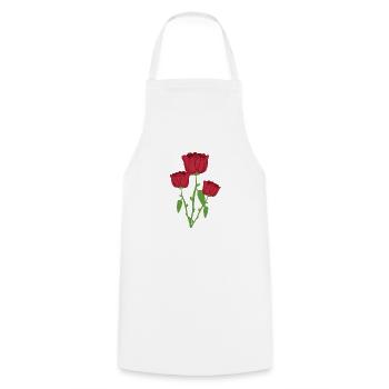 Trois Roses Fleur Végétale Rouge - Tablier de cuisine - blanc - Devant - AI Model Male 185 dark (185cm)