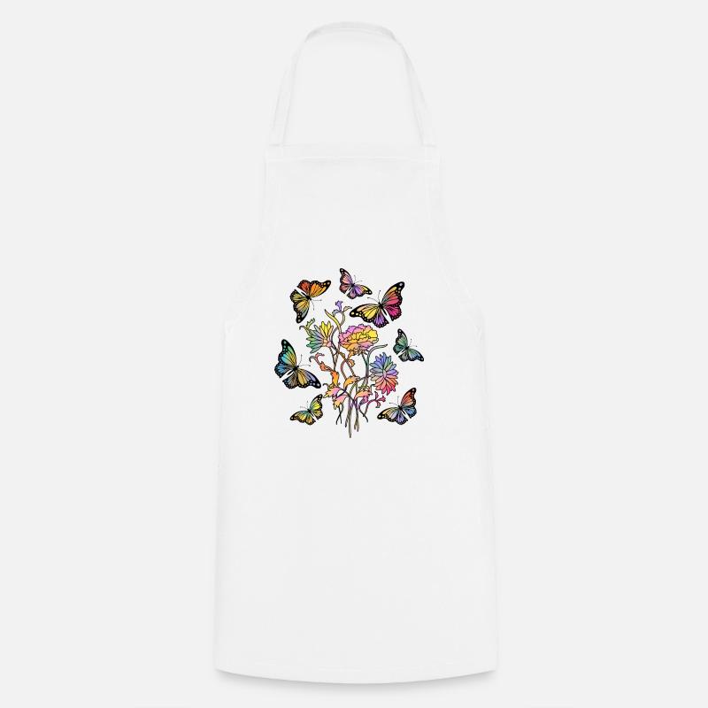 Papillons - Tablier de cuisine - blanc