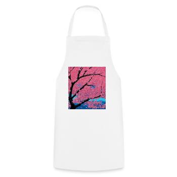 Cherry blossom against the background of mountains - Cooking Apron - white - Front - AI Model Male 185 dark (185cm)