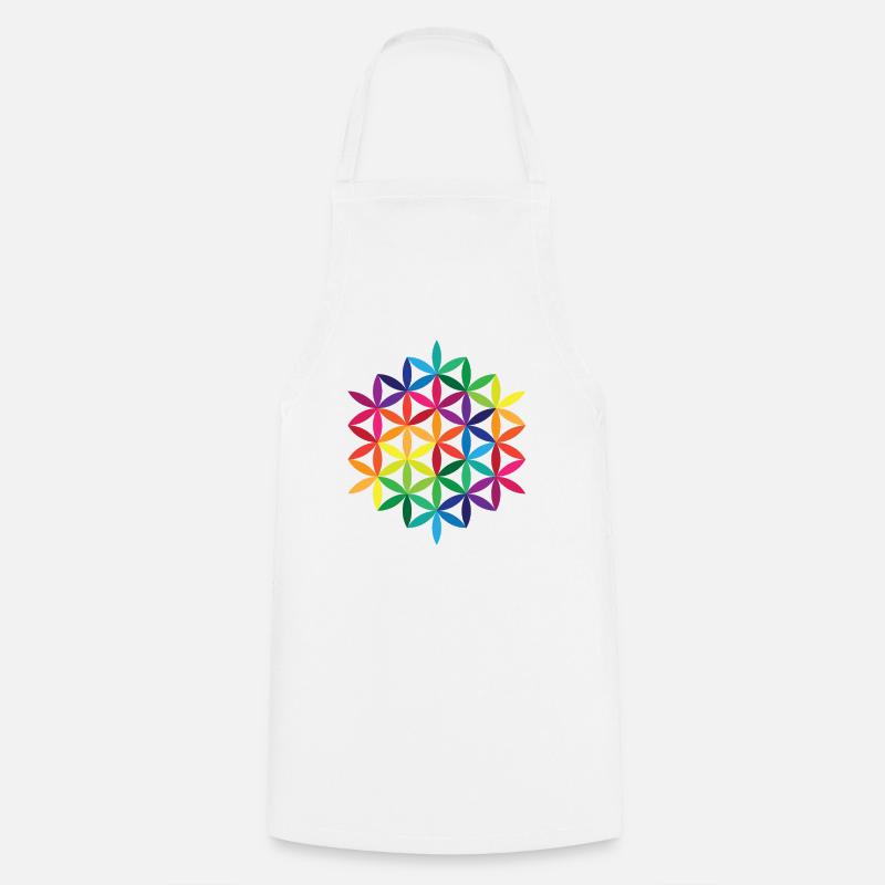 Fleur de vie arc-en-ciel 2 - Tablier de cuisine - blanc