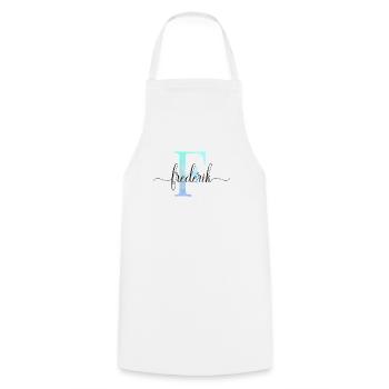 E| Monogramme | Nom | Frédéric | Aquarelle - Tablier de cuisine - blanc - Devant - AI Model Male 185 dark (185cm)