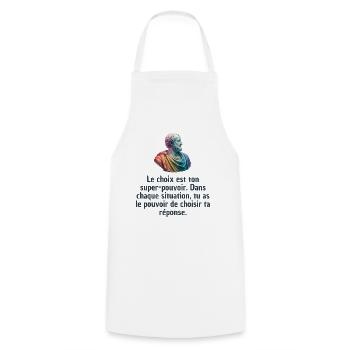 T-shirts Stoïcisme : L'inspiration à portée de soi - Tablier de cuisine - blanc - Devant - AI Model Male 185 dark (185cm)