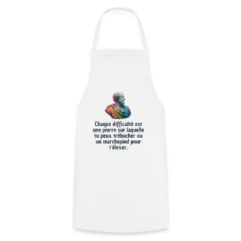 T-shirts Stoïcisme : L'inspiration à portée de soi - Tablier de cuisine - blanc - Devant - AI Model Male 185 dark (185cm)