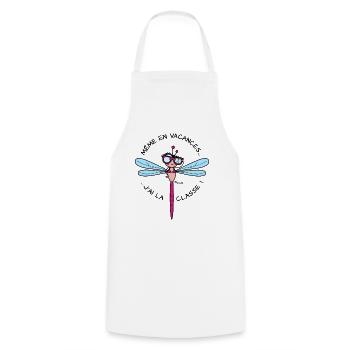 Libellule, Cadeau Instit, J'ai la Classe, Vacances - Tablier de cuisine - blanc - Devant - AI Model Male 185 dark (185cm)