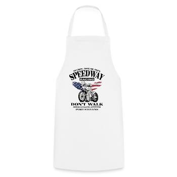 Speedway - Kochschürze - Weiß - Vorne - AI Model Male 185 dark (185cm)