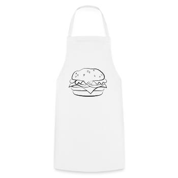 Burger Zeichnung - Kochschürze - Weiß - Vorne - AI Model Male 185 dark (185cm)
